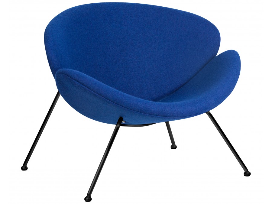 Кресло дизайнерское DOBRIN EMILY, синяя ткань AF6, черное основание