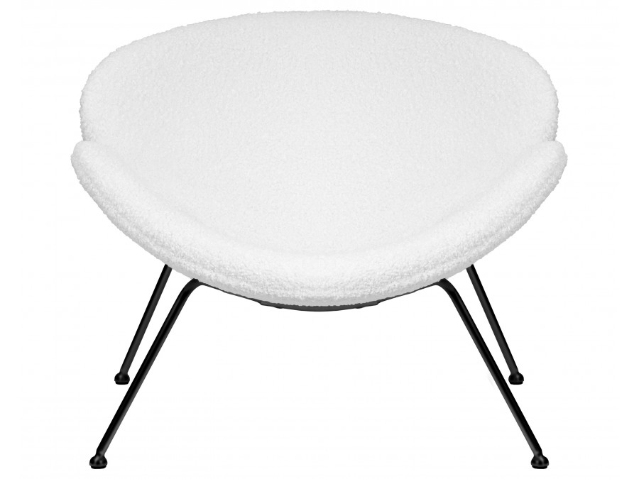 Кресло дизайнерское DOBRIN EMILY, белый (букле) ткань, черное основание