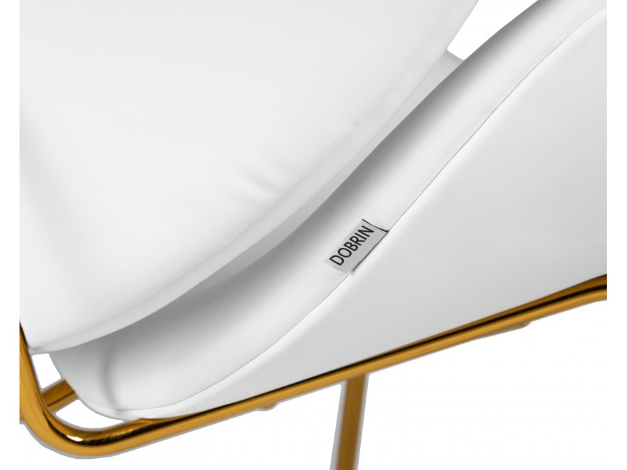 Кресло дизайнерское DOBRIN EMILY, белый винил YP17, золотое основание