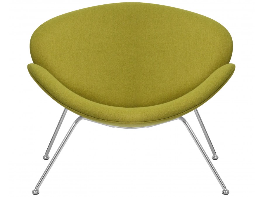 Кресло дизайнерское DOBRIN EMILY, светло-зеленая ткань AF3, хромированная сталь
