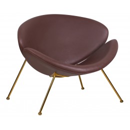 Кресло дизайнерское DOBRIN EMILY, коричневый винил YP5, золотое основание