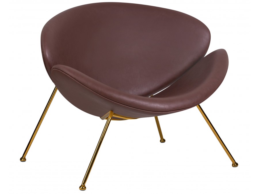 Кресло дизайнерское DOBRIN EMILY, коричневый винил YP5, золотое основание