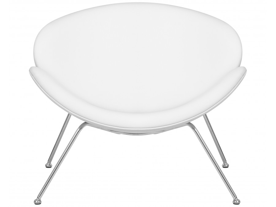 Кресло дизайнерское DOBRIN EMILY, белый винил YP17, хромированная сталь