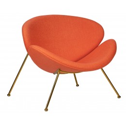 Кресло дизайнерское DOBRIN EMILY, оранжевая ткань AF, золотое основание