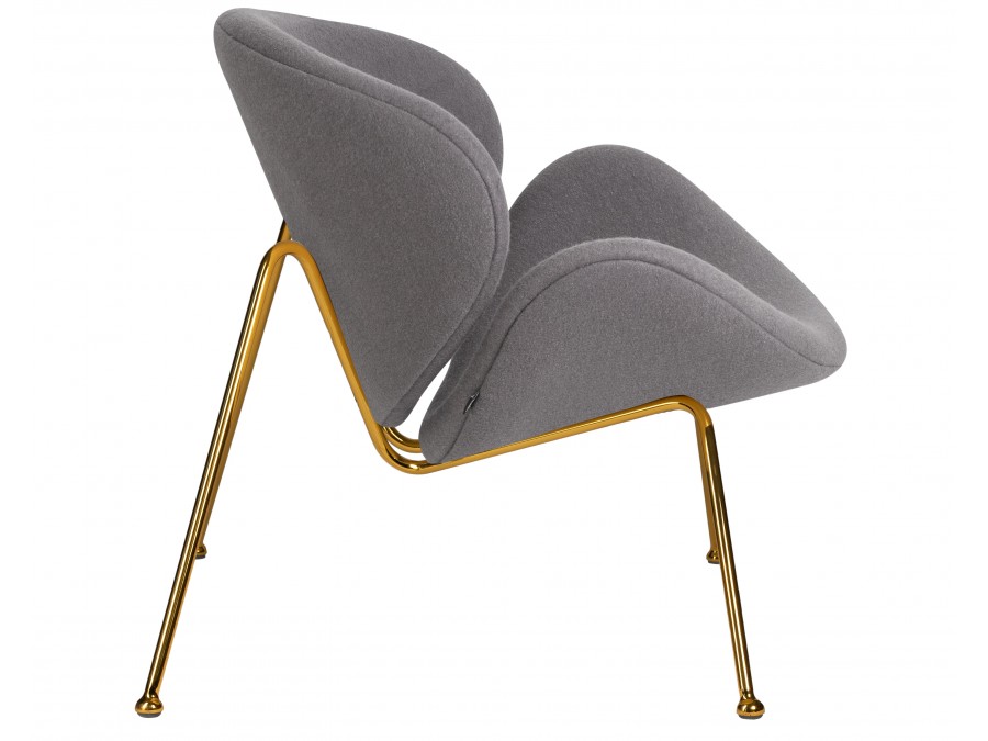 Кресло дизайнерское DOBRIN EMILY, серая ткань AF7, золотое основание