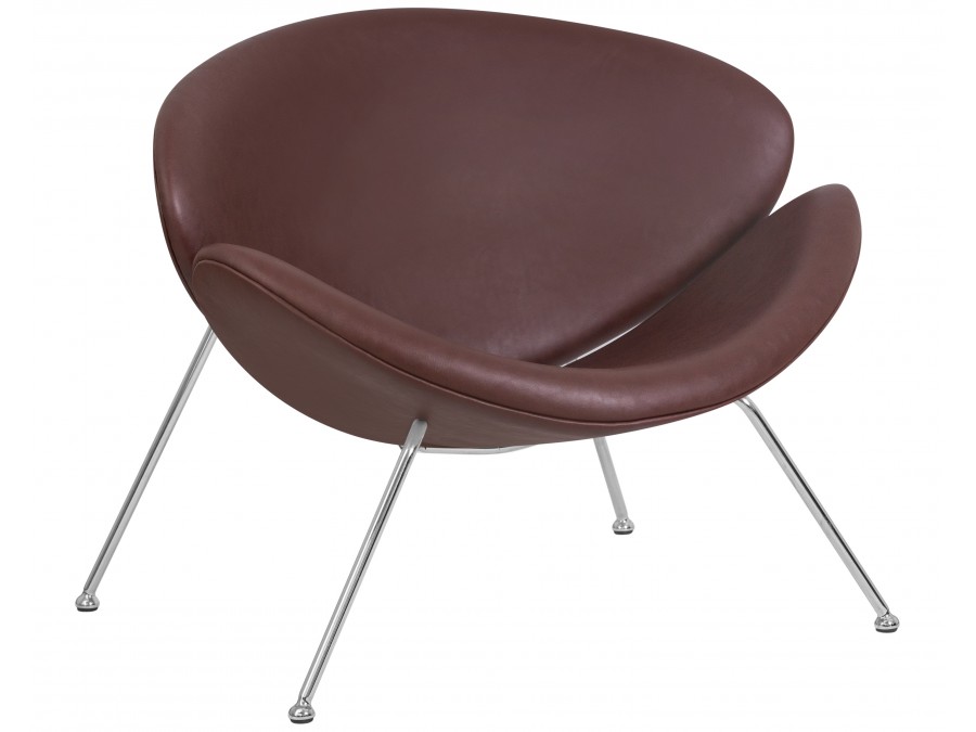 Кресло дизайнерское DOBRIN EMILY, коричневый винил YP5, хромированная сталь