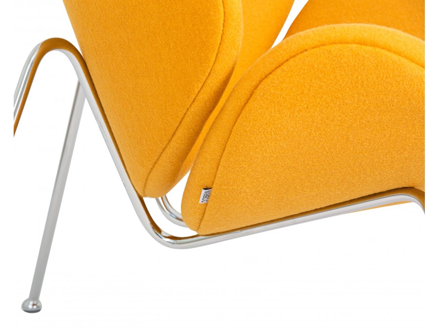 Кресло дизайнерское DOBRIN EMILY, желтая ткань AF13, хромированная сталь