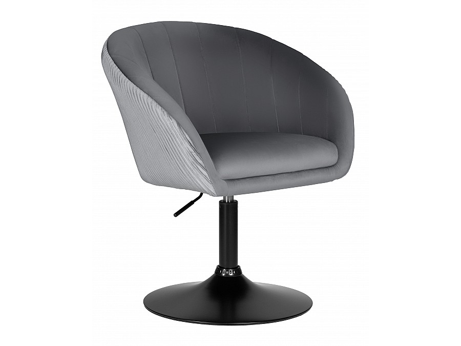 Кресло дизайнерское DOBRIN EDISON BLACK, серый велюр (1922-19)