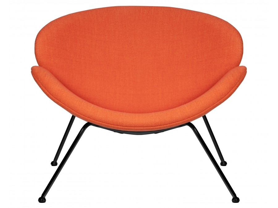 Кресло дизайнерское DOBRIN EMILY, оранжевая ткань AF, черное основания