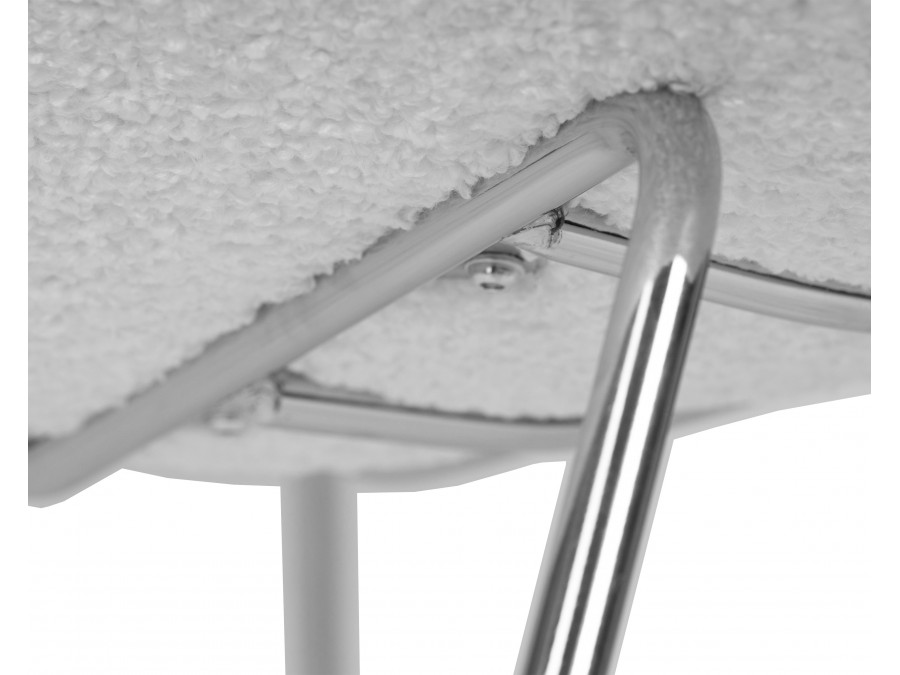 Кресло дизайнерское DOBRIN EMILY, белый (букле) ткань , хромированная сталь