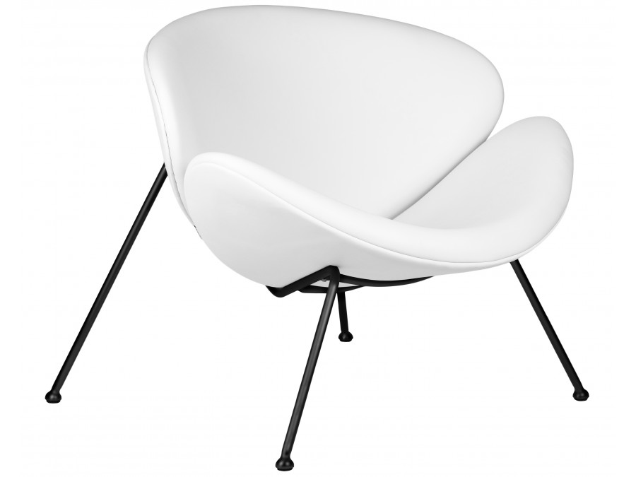 Кресло дизайнерское DOBRIN EMILY, белый винил YP17, черное основание