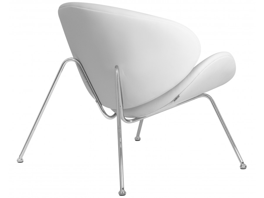 Кресло дизайнерское DOBRIN EMILY, белый винил YP17, хромированная сталь