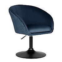 Кресло дизайнерское DOBRIN EDISON BLACK, синий велюр (1922-20)