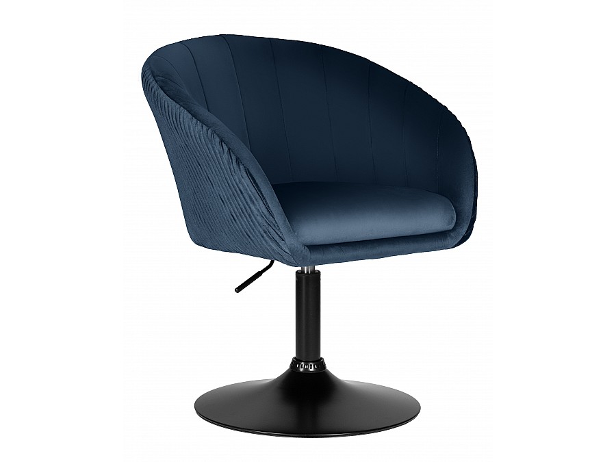 Кресло дизайнерское DOBRIN EDISON BLACK, синий велюр (1922-20)