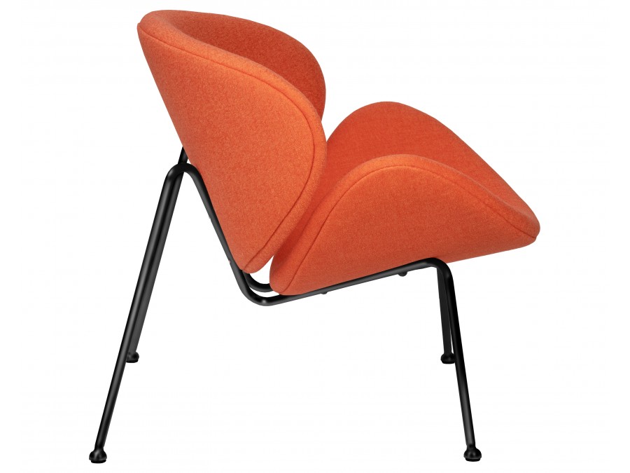 Кресло дизайнерское DOBRIN EMILY, оранжевая ткань AF, черное основания