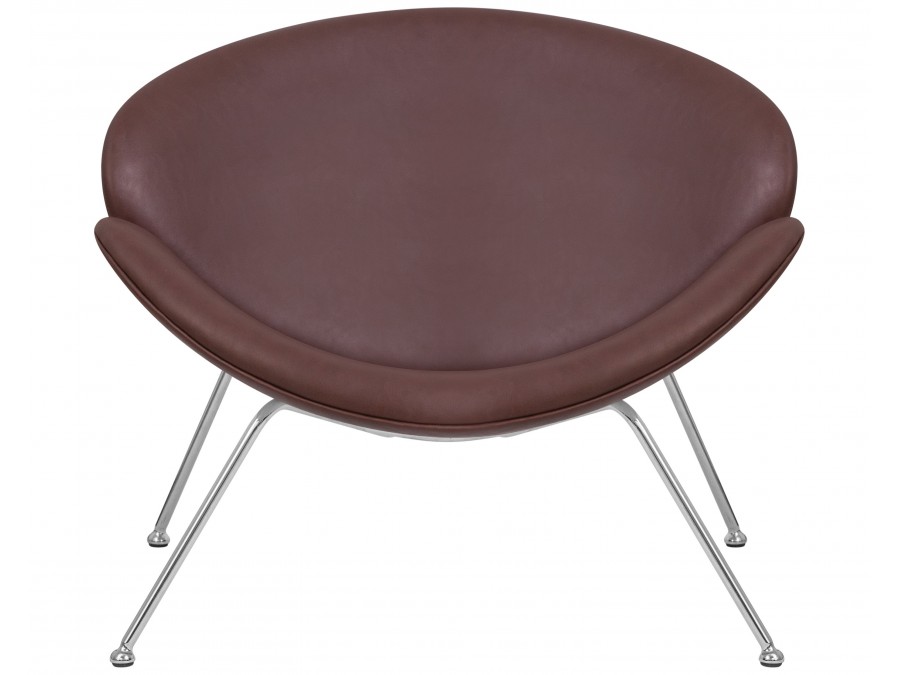 Кресло дизайнерское DOBRIN EMILY, коричневый винил YP5, хромированная сталь