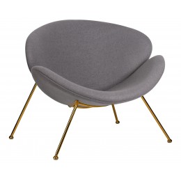Кресло дизайнерское DOBRIN EMILY, серая ткань AF7, золотое основание