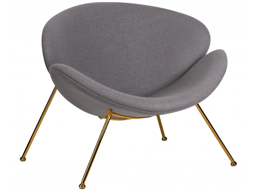 Кресло дизайнерское DOBRIN EMILY, серая ткань AF7, золотое основание
