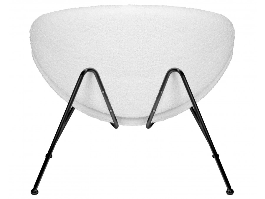 Кресло дизайнерское DOBRIN EMILY, белый (букле) ткань, черное основание