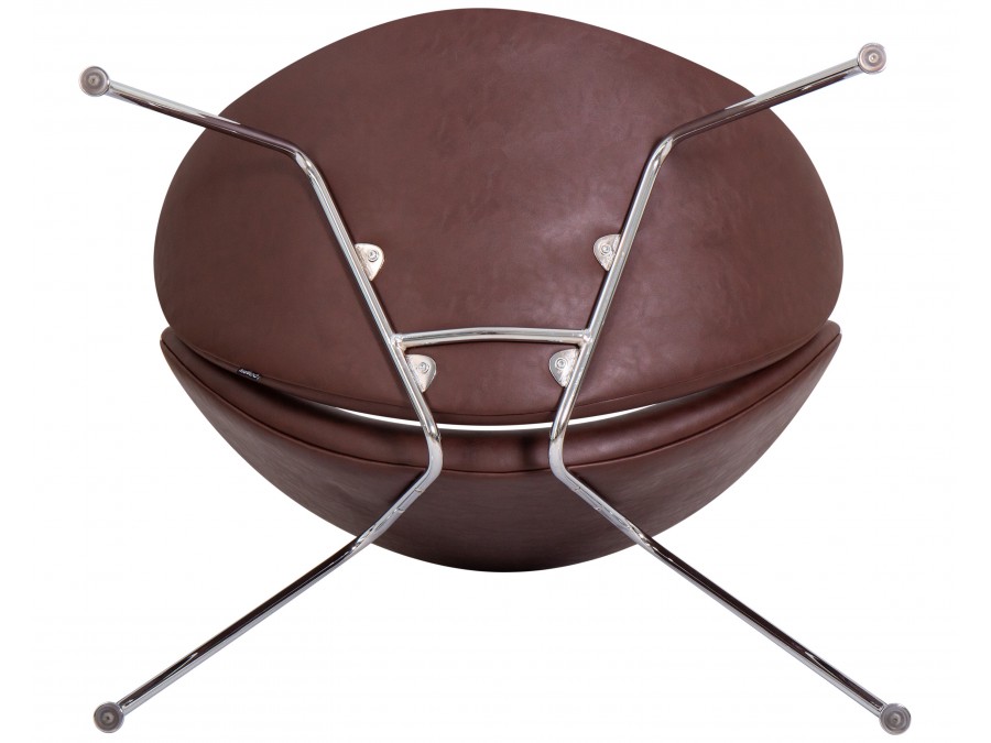 Кресло дизайнерское DOBRIN EMILY, коричневый винил YP5, хромированная сталь