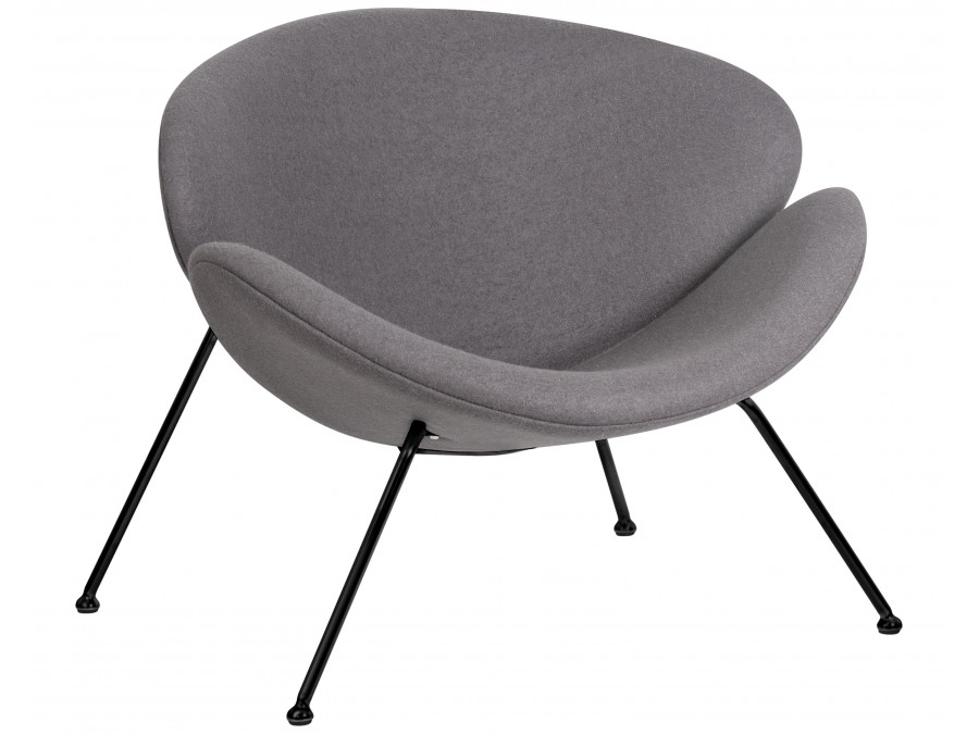 Кресло дизайнерское DOBRIN EMILY, серая ткань AF7, черное основание