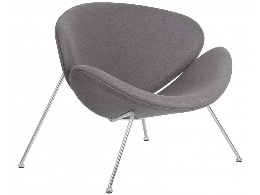 Кресло дизайнерское DOBRIN EMILY, серая ткань AF7, хромированная сталь