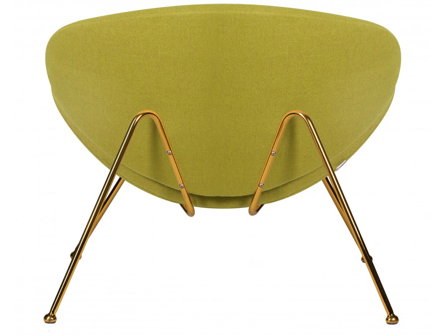 Кресло дизайнерское DOBRIN EMILY, светло-зеленая ткань AF3, золотое основание