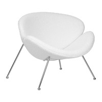 Кресло дизайнерское DOBRIN EMILY, белый (букле) ткань , хромированная сталь