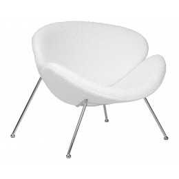 Кресло дизайнерское DOBRIN EMILY, белый (букле) ткань , хромированная сталь