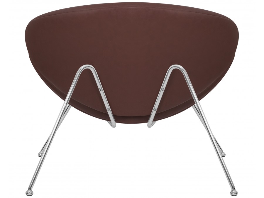 Кресло дизайнерское DOBRIN EMILY, коричневый винил YP5, хромированная сталь