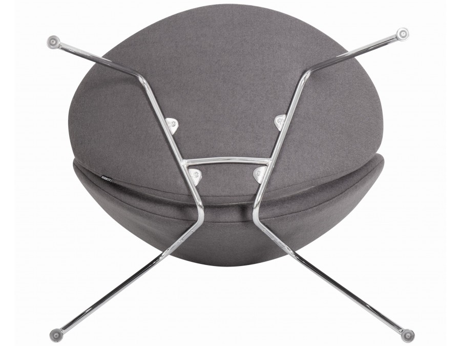 Кресло дизайнерское DOBRIN EMILY, серая ткань AF7, хромированная сталь