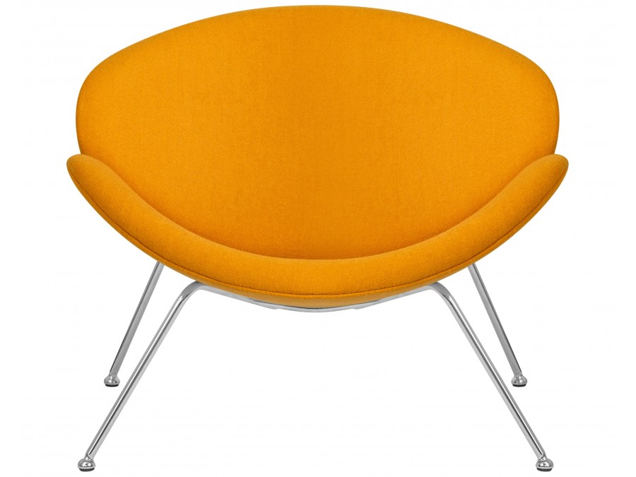 Кресло дизайнерское DOBRIN EMILY, желтая ткань AF13, хромированная сталь