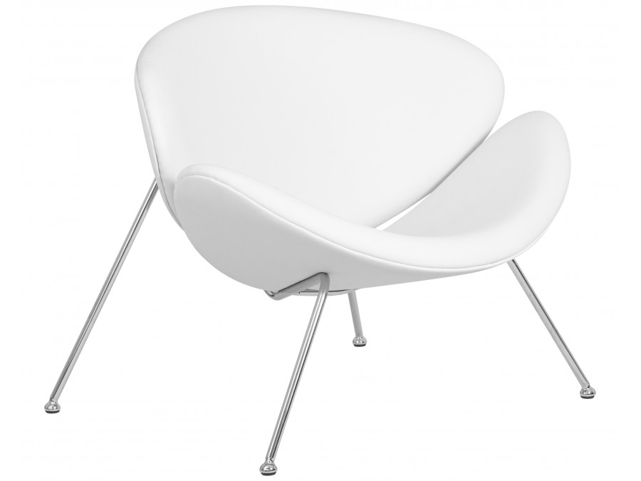 Кресло дизайнерское DOBRIN EMILY, белый винил YP17, хромированная сталь