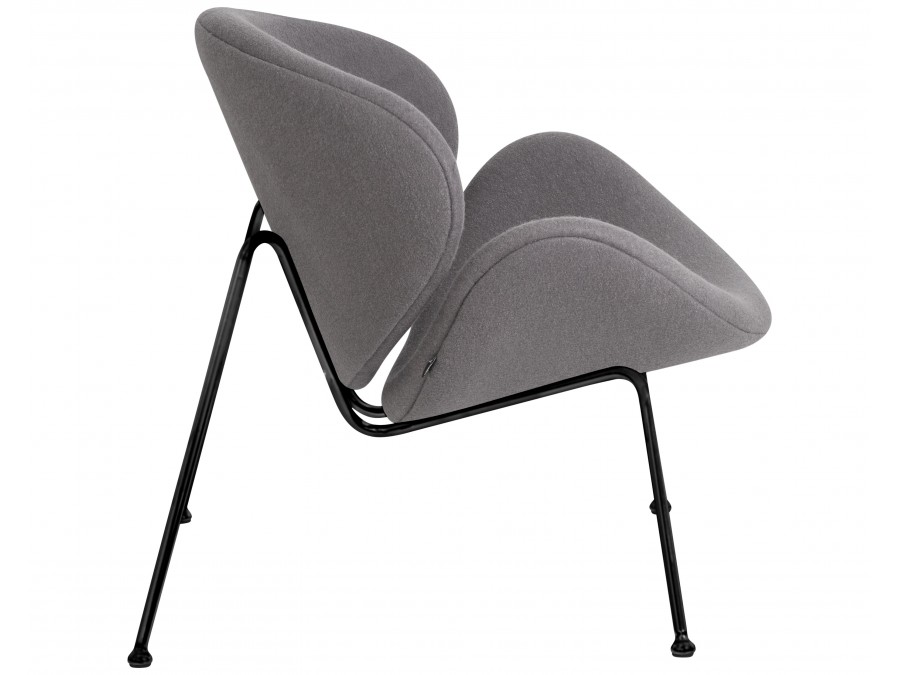 Кресло дизайнерское DOBRIN EMILY, серая ткань AF7, черное основание