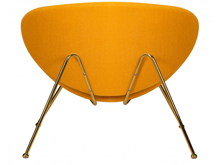 Кресло дизайнерское DOBRIN EMILY, желтая ткань AF13, золотое основание