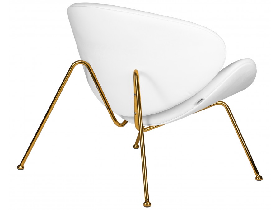 Кресло дизайнерское DOBRIN EMILY, белый винил YP17, золотое основание