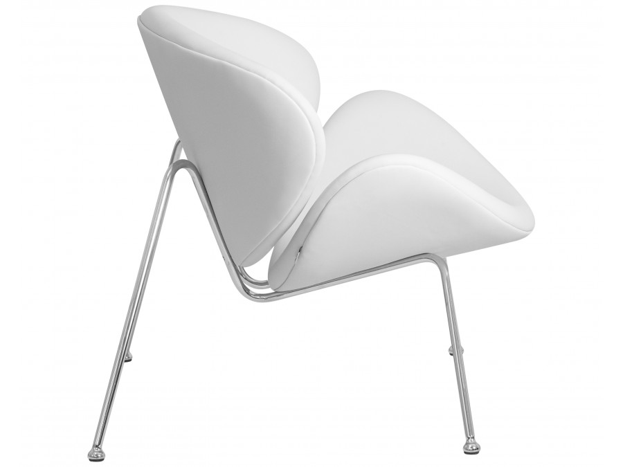 Кресло дизайнерское DOBRIN EMILY, белый винил YP17, хромированная сталь