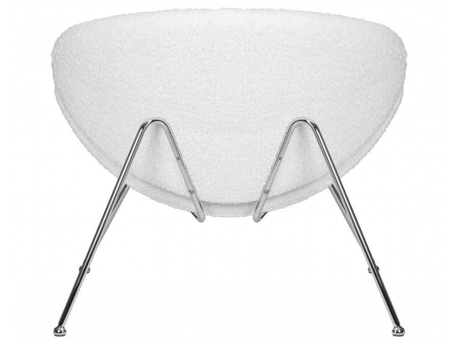 Кресло дизайнерское DOBRIN EMILY, белый (букле) ткань , хромированная сталь