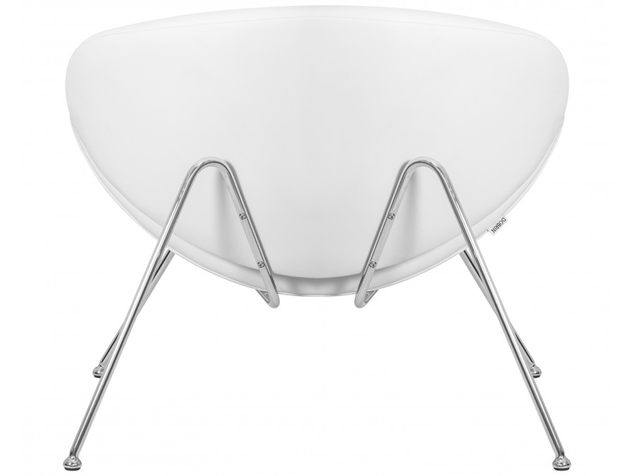 Кресло дизайнерское DOBRIN EMILY, белый винил YP17, хромированная сталь