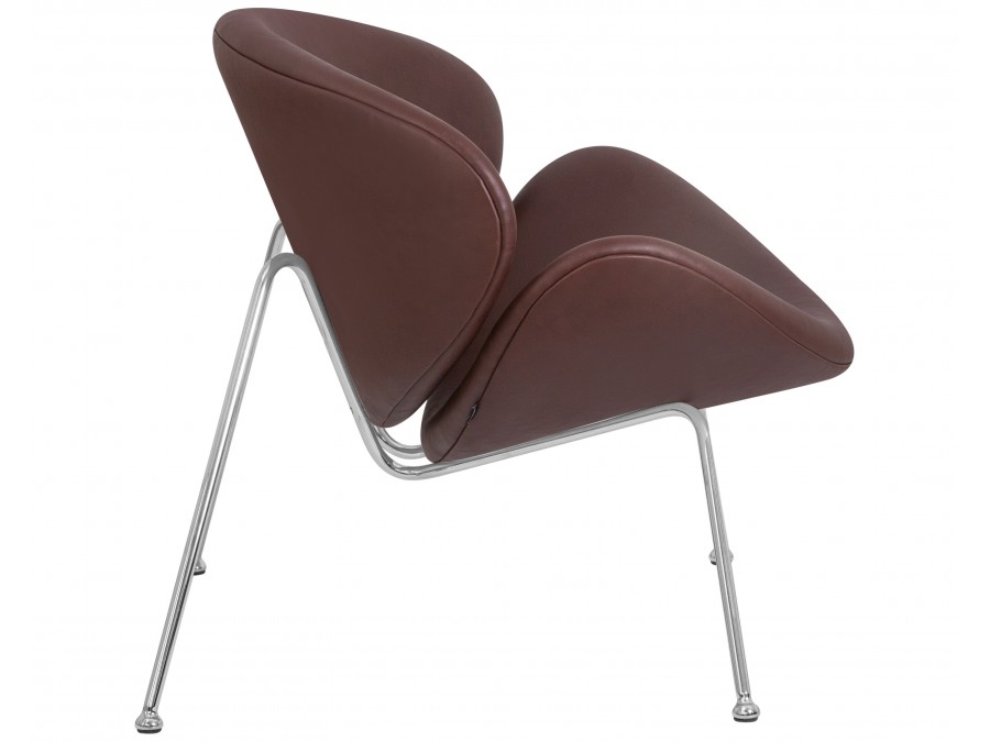 Кресло дизайнерское DOBRIN EMILY, коричневый винил YP5, хромированная сталь
