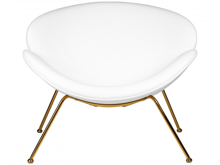 Кресло дизайнерское DOBRIN EMILY, белый винил YP17, золотое основание