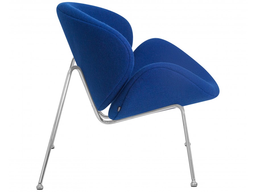 Кресло дизайнерское DOBRIN EMILY, синяя ткань AF6, хромированная сталь