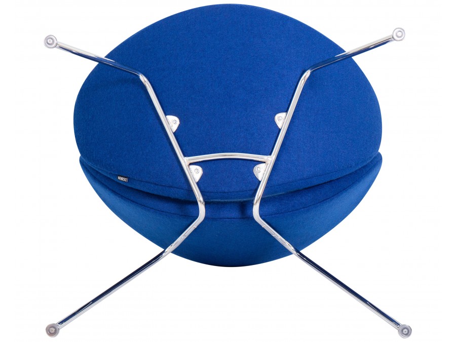 Кресло дизайнерское DOBRIN EMILY, синяя ткань AF6, хромированная сталь