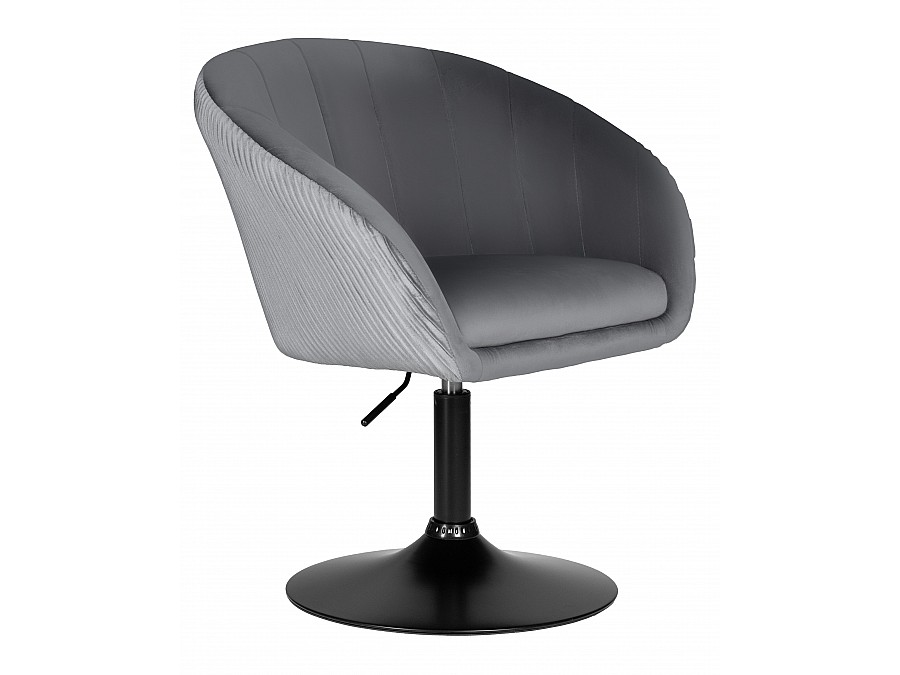 Кресло дизайнерское DOBRIN EDISON BLACK, серый велюр (1922-19)