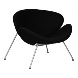 Кресло дизайнерское DOBRIN EMILY, черный ткань AF9, хромированная сталь