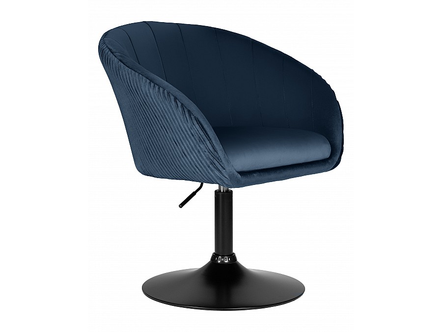 Кресло дизайнерское DOBRIN EDISON BLACK, синий велюр (1922-20)
