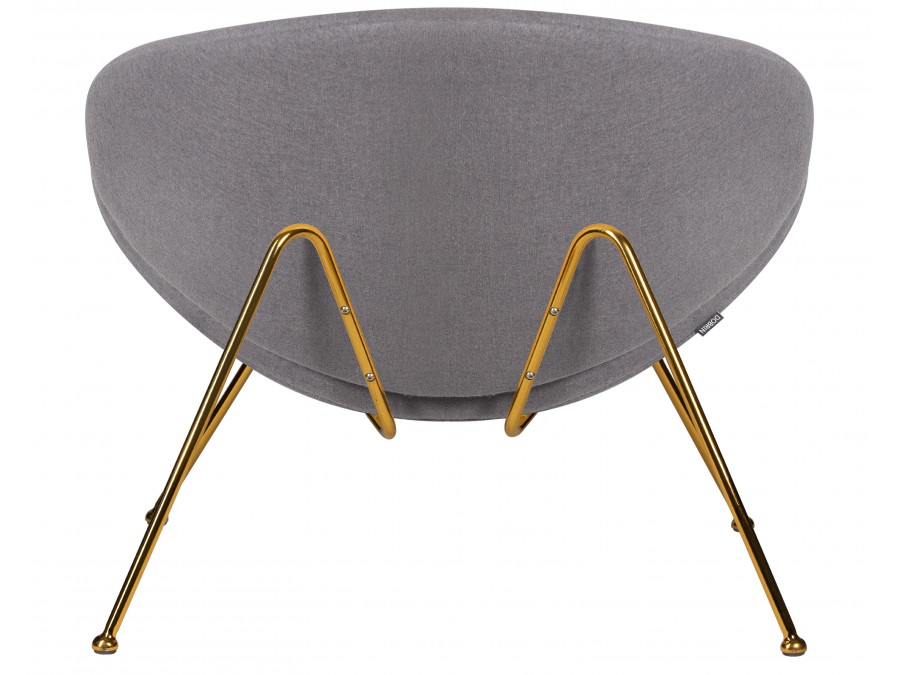 Кресло дизайнерское DOBRIN EMILY, серая ткань AF7, золотое основание