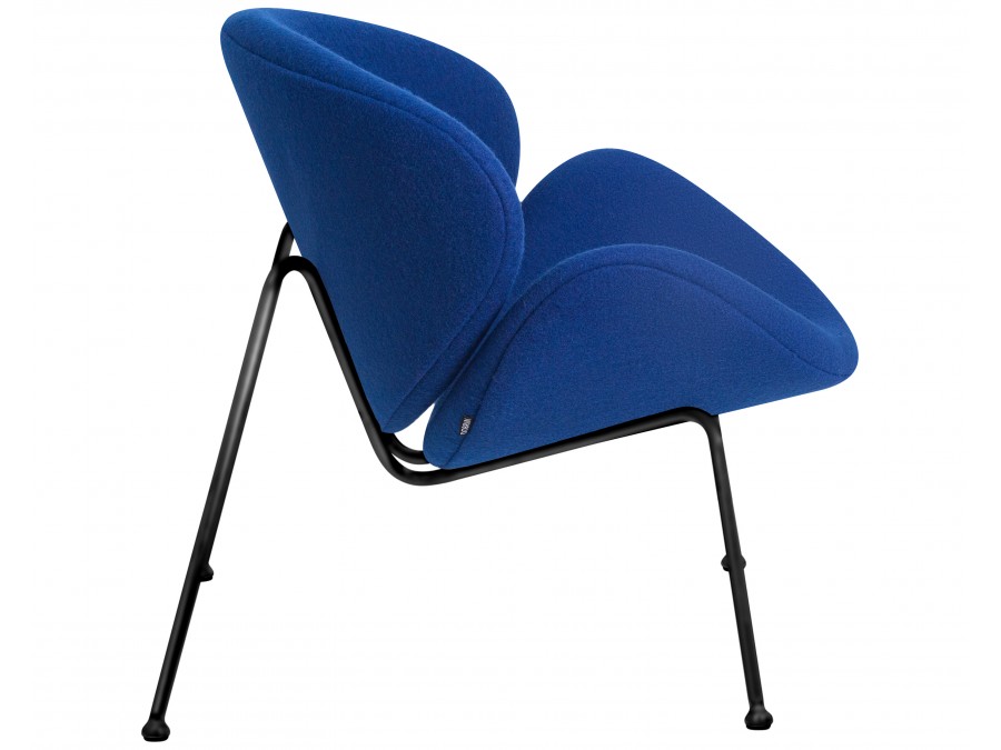 Кресло дизайнерское DOBRIN EMILY, синяя ткань AF6, черное основание