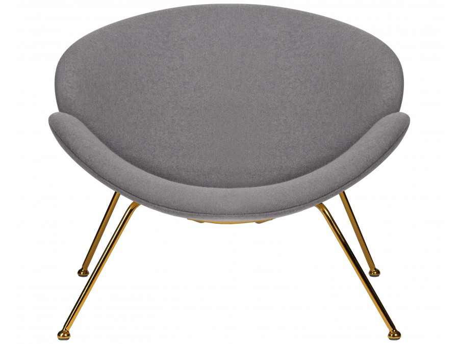 Кресло дизайнерское DOBRIN EMILY, серая ткань AF7, золотое основание