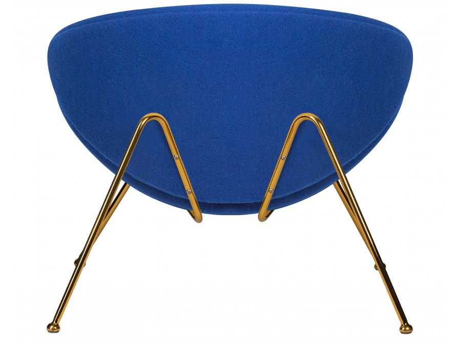 Кресло дизайнерское DOBRIN EMILY, синяя ткань AF6, золотое основание